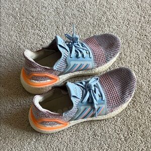 Adidas Ultraboost 19 Blue and Orange Knit Sneakers